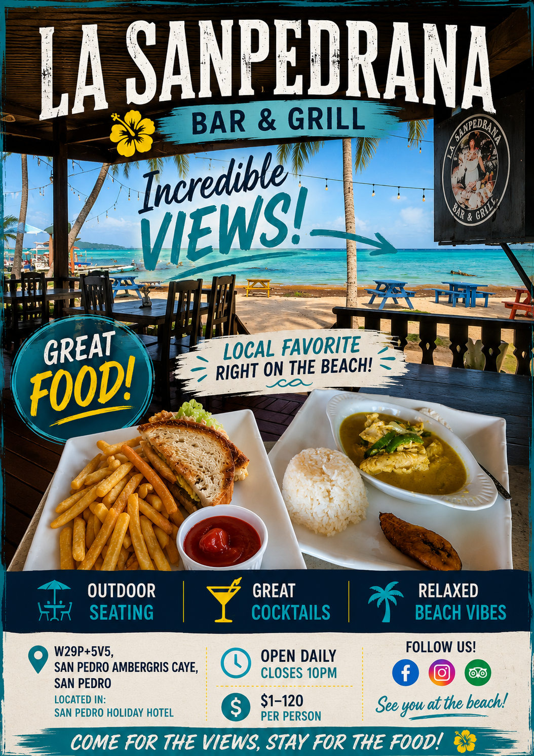 A restaurant scene in San Pedro, Ambergris Caye, Belize